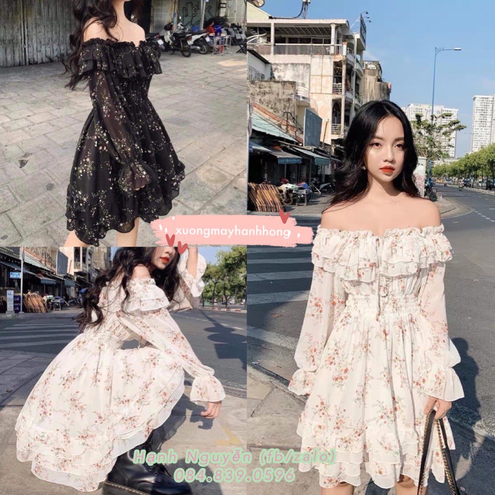 Ảnh ThậtVideo Váy hoa nhí phong cách Ulzzang Đầm hoa vintage trễ vai   Shopee Việt Nam