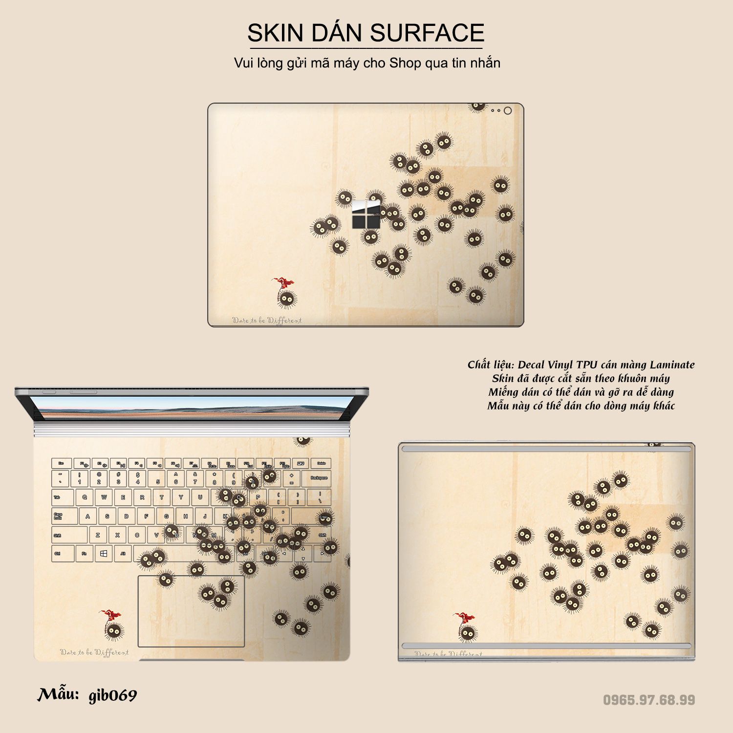 Decal Skin dán Surface Pro / Laptop / Go / Book mẫu Ghibli