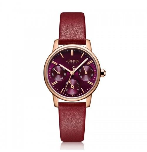 ĐỒNG HỒ NỮ JS-023D JULIUS STAR HÀN QUỐC DÂY DA (ĐỎ)