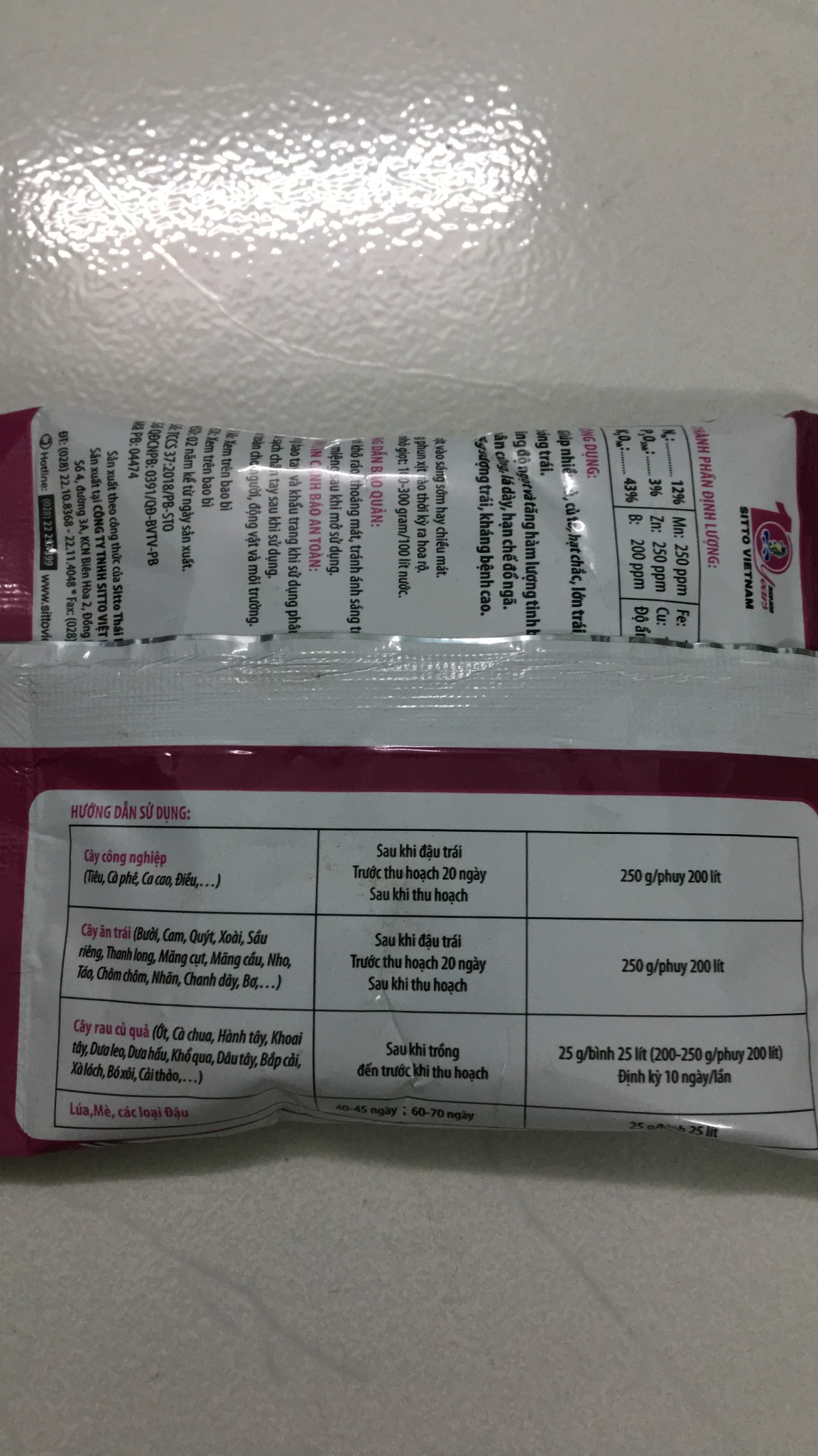 Phân bón SITTO NPK 30-10-10 te, 20-20-20 te, 12-3-43 te gói 100gr