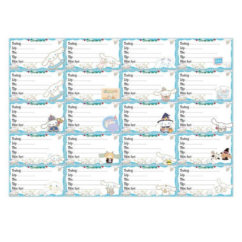 Nhãn dán cinnamoroll 40 nhãn khác nhau / nhãn vở hình cinnamoroll cute dễ thương