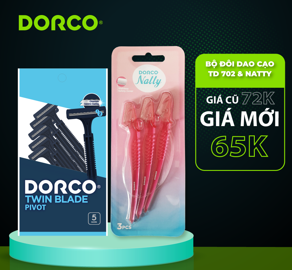 Bộ đôi dao cạo râu td 708 5p và dao cạo lông mày dorco natty.