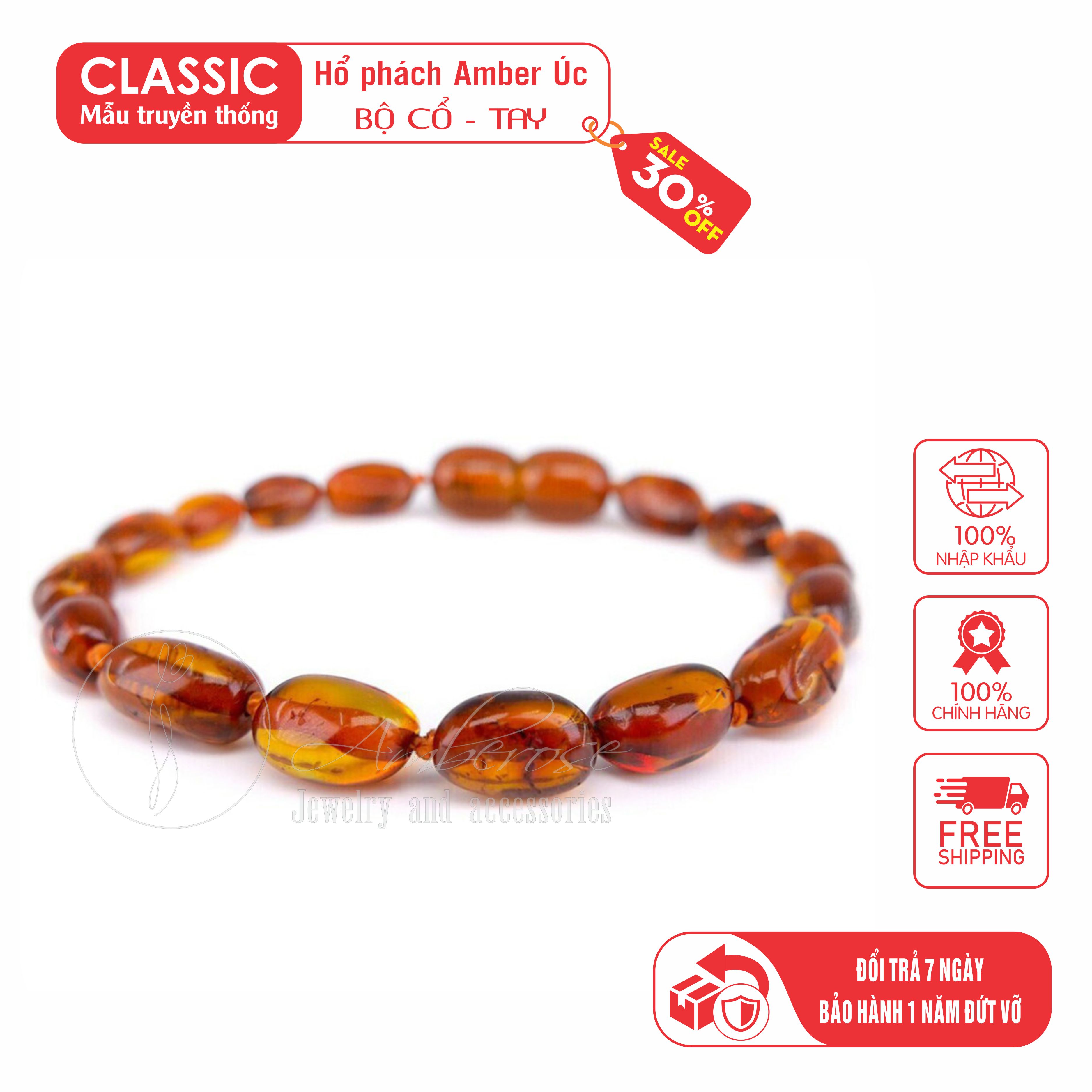 Vòng tay hổ phách amber úc cho bé từ 0-10 tuổi vtolvn