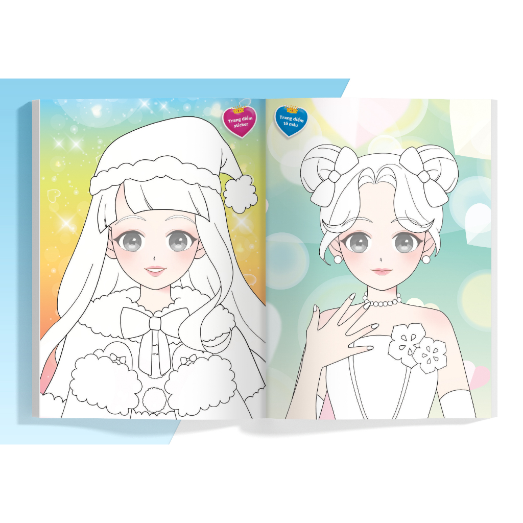 Combo Sách trang điểm công chúa (5 cuốn) (Tô màu và bóc dán hơn 500+ stickers sáng tạo) cho bé gái