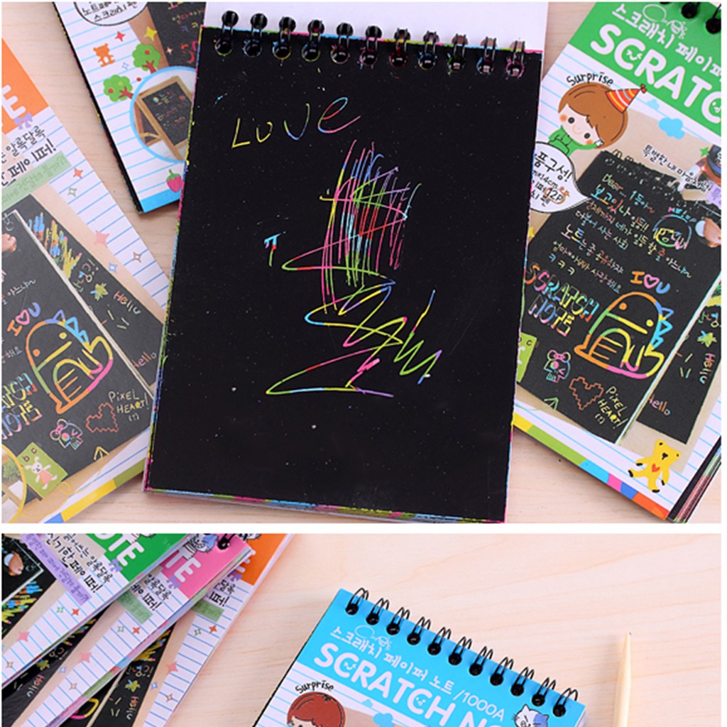 Sổ Note Thần Kỳ, Sổ Scratch Paper Note, Vẽ tranh nhiều màu sắc để tặng bạn bè hay dán lên tường