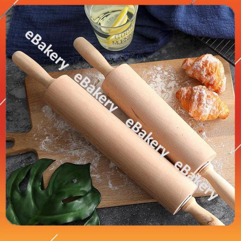 Cán lăn bột gỗ cao cấp có trục xoay 38cm - 42cm - eBakery