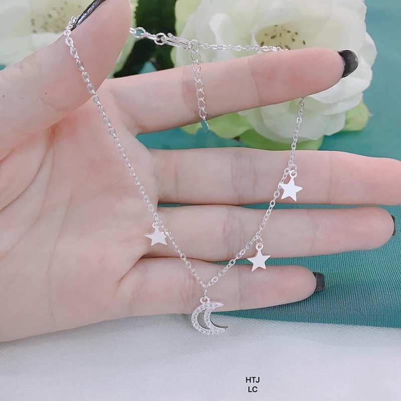 Lắc chân nữ xinh xắn bạc ta gắn trăng sao - Chuyên sỉ trang sức bạc, cam kết giá tốt kèm bảo hành