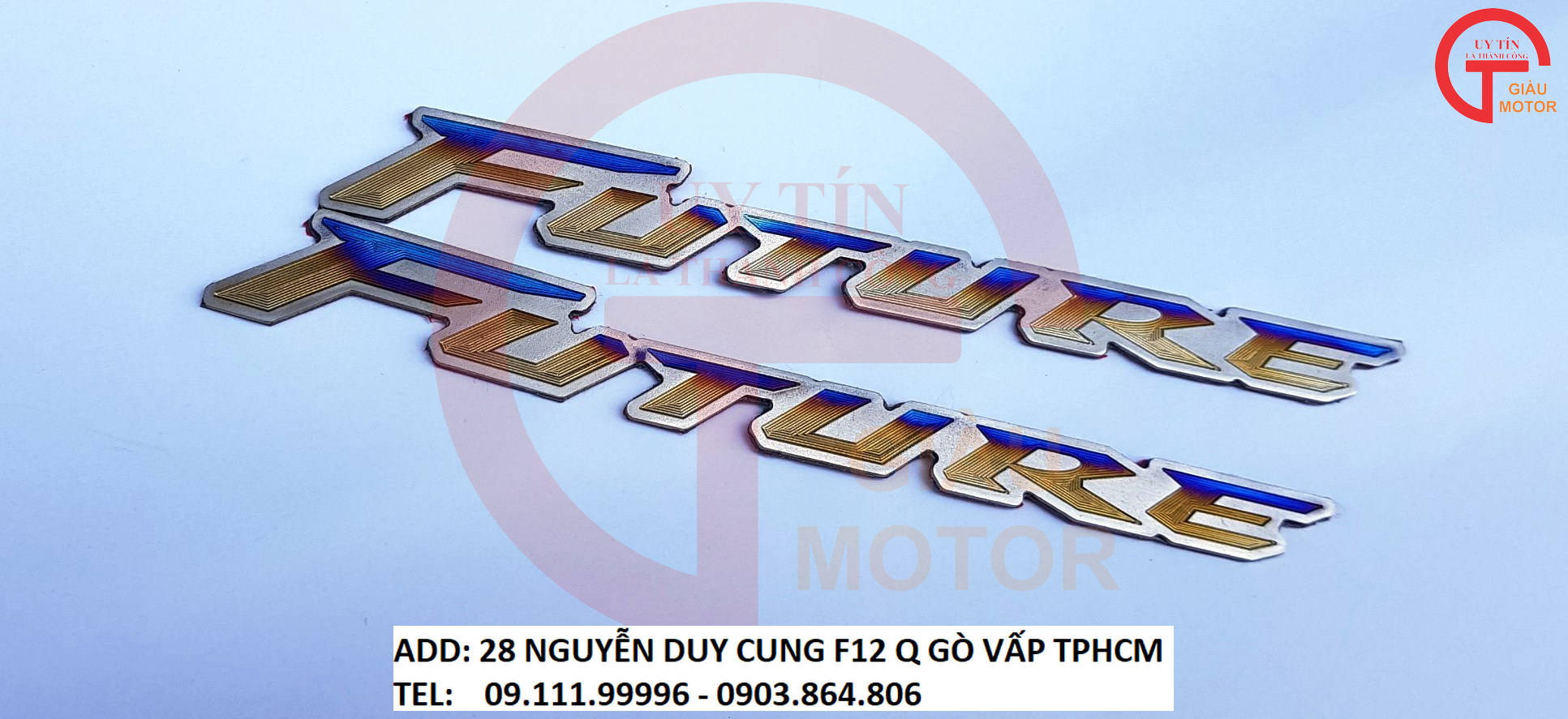CẶP TEM TITAN CHỮ FUTURE DÁN XE HONDA  FUTURE