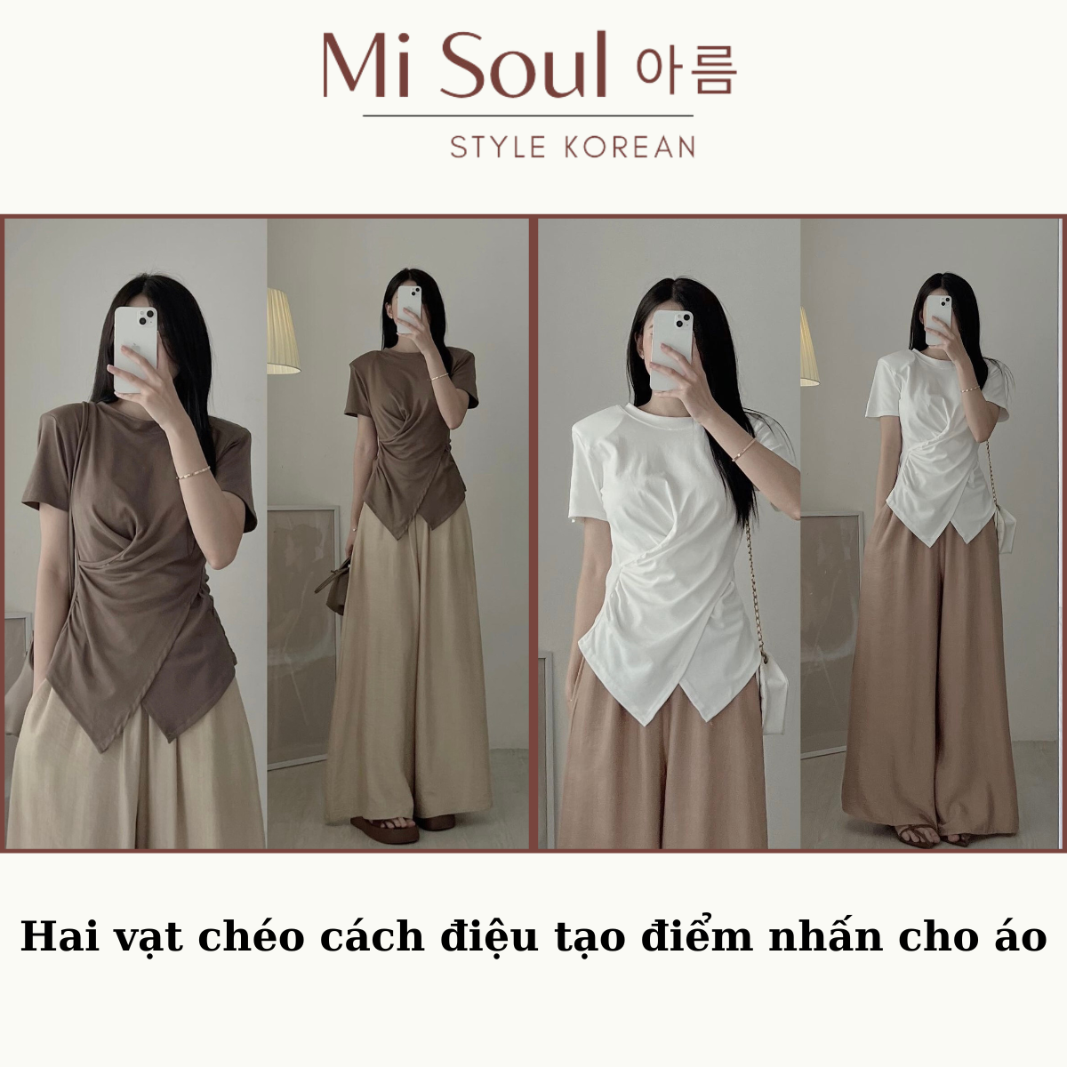 Áo Thun Xoắn Eo Cổ Tròn MiSoul BigSize , Áo Cộc Tay BigSize Vạt Chéo 199