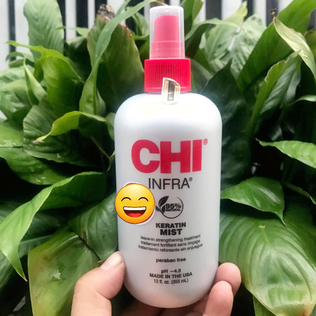 Xịt dưỡng tóc CHI Keratin Mist Leave Strangthening New suôn mượt, chống nhiệt 355ml