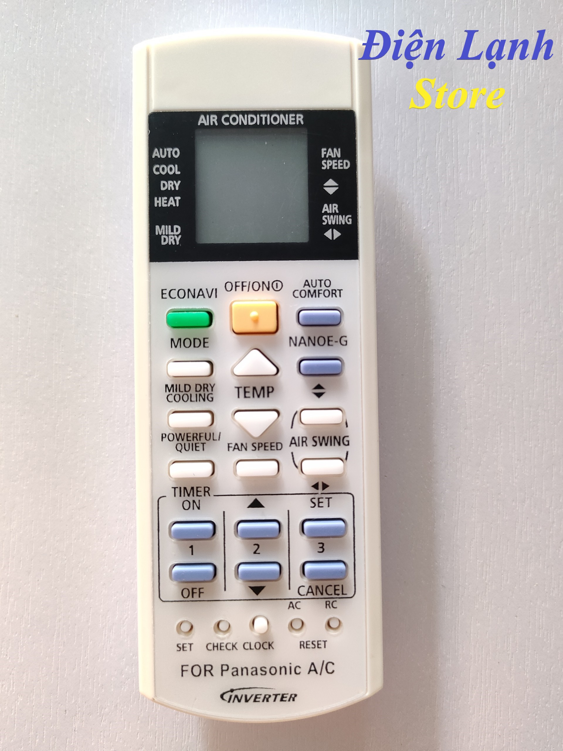 Remote máy lạnh panasonic inverter 410. (Tặng kèm cặp pin).