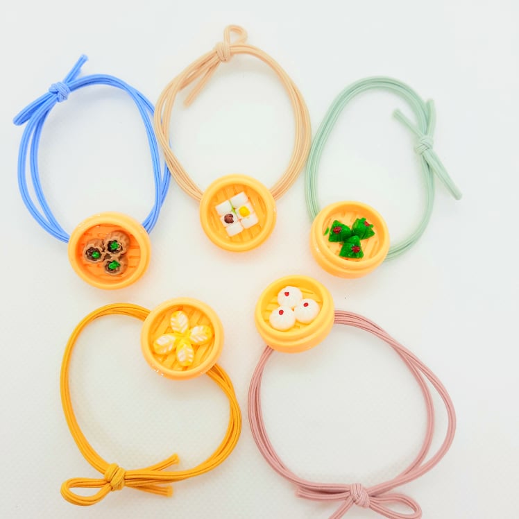 3 Sợi Dây cột tóc Icon,thun cột tóc hình đồ ăn siêu đáng iu