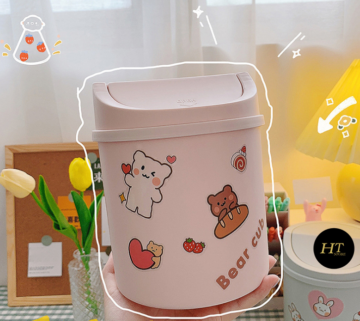 Thùng rác đa năng, tặng kèm sticker ( nhiều màu )