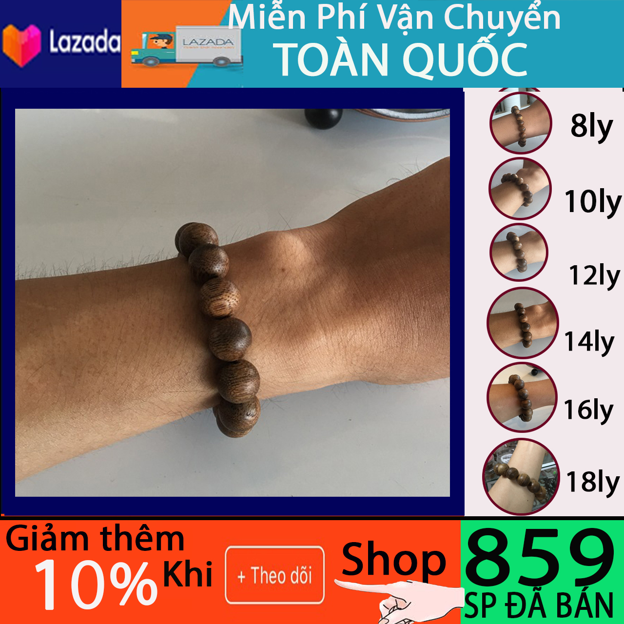 [HCM]Vòng tay Trầm Hương Trầm Tốc 12ly ( dành cho Nam tay cỡ Thon)