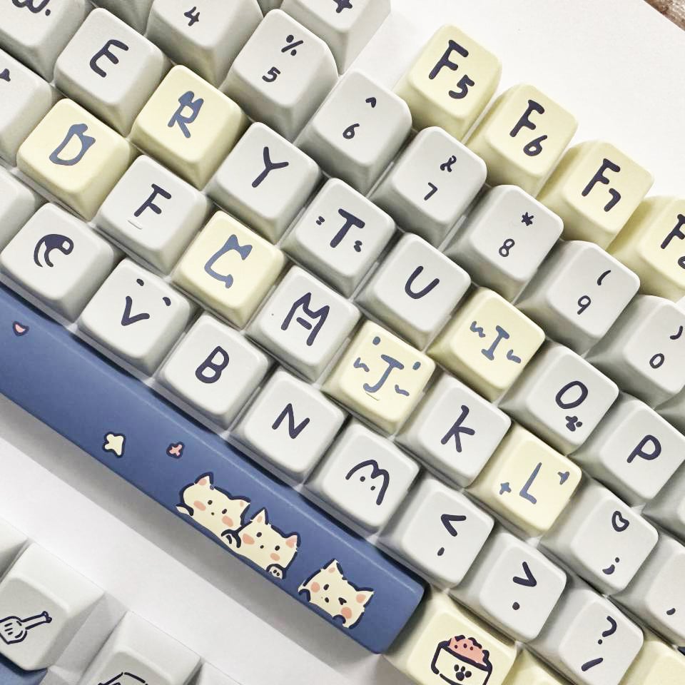 Bộ nút bàn phím cơ | Keycap MDA LMK67 - Meow meow | PBT Dyesub