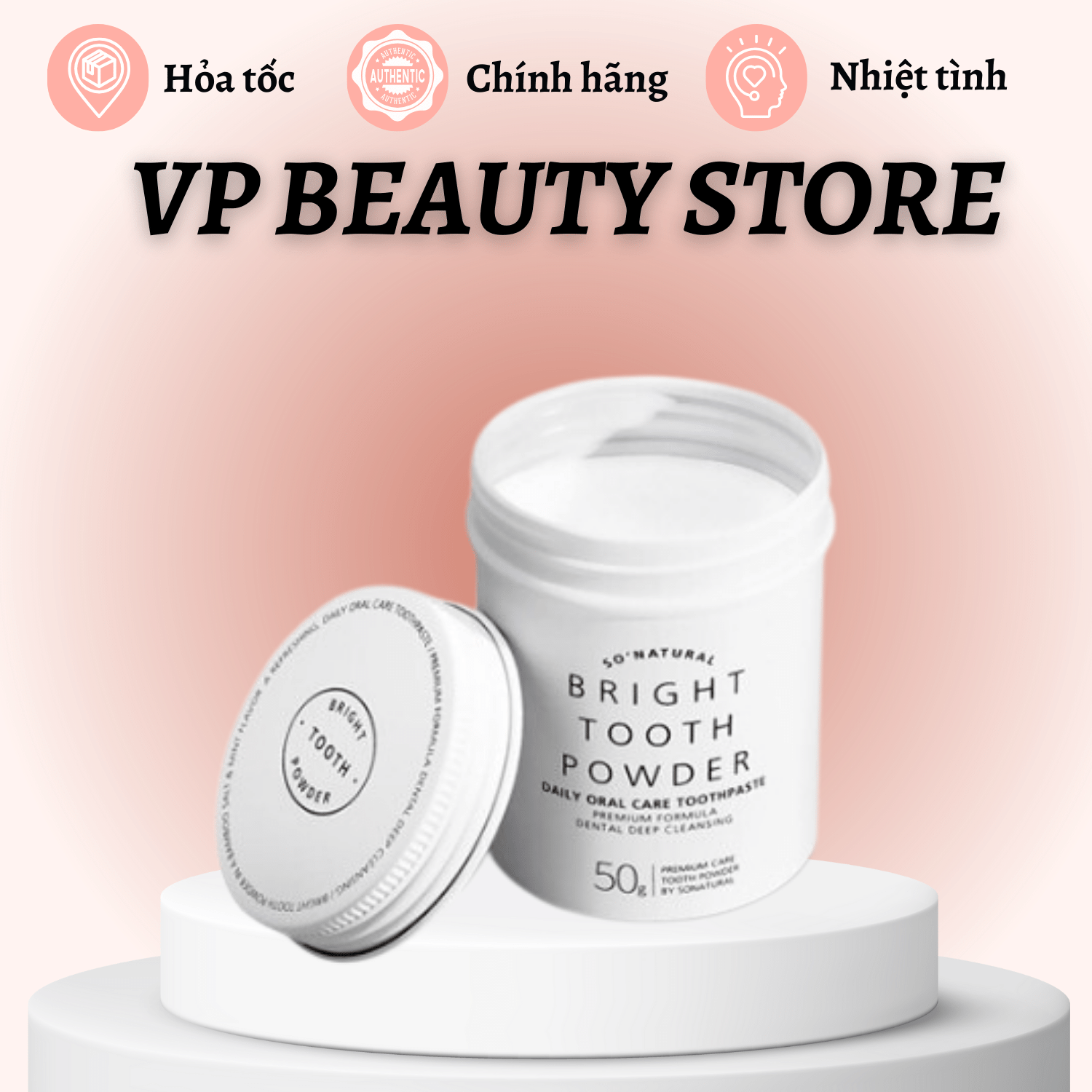Bột trắng răng BRIGHT TOOTH POWDER SO'NATURAL - 50g