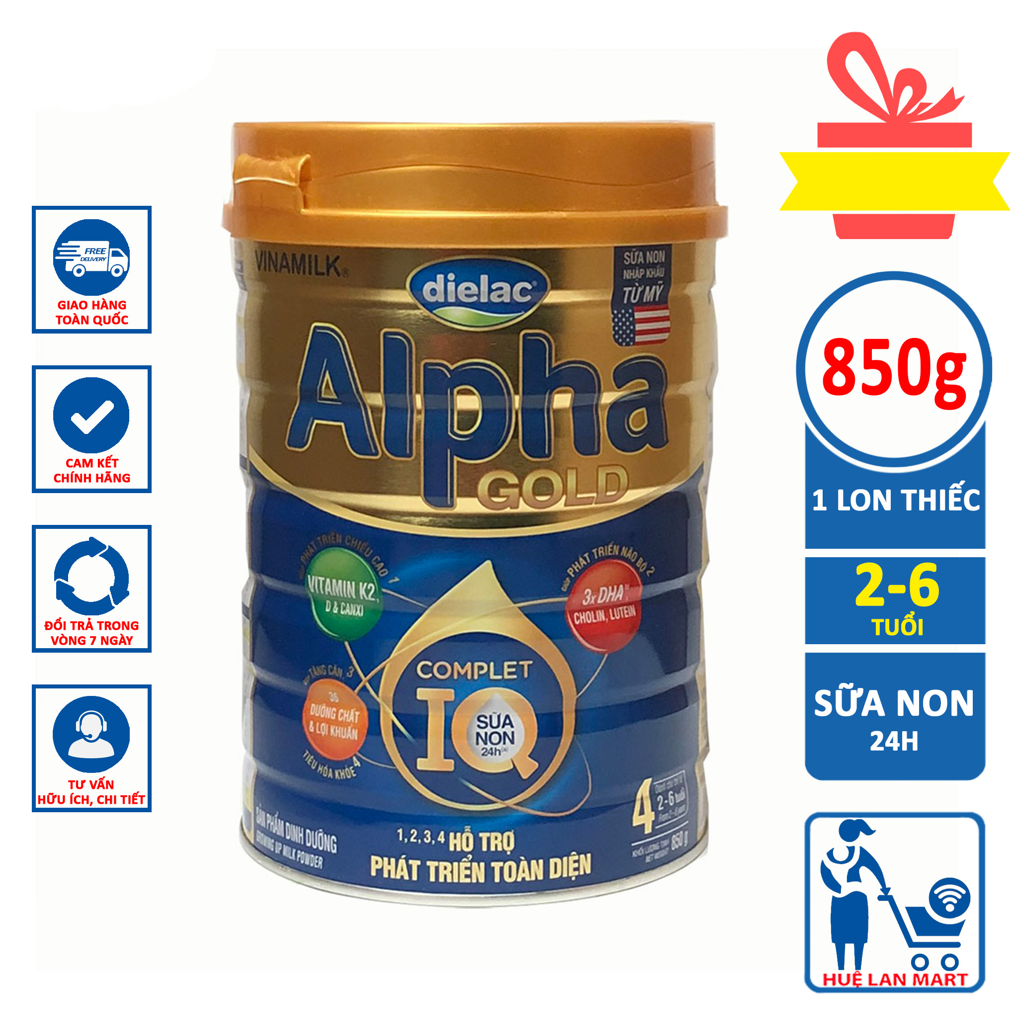 SỮA BỘT DIELAC ALPHA GOLD COMPLET IQ 4 850G