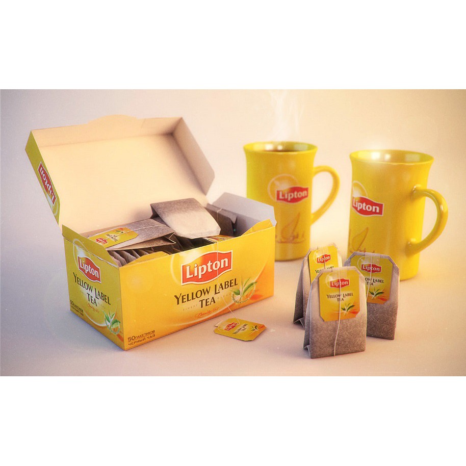 Trà đen túi lọc Lipton nhãn vàng hộp (100 gói x 2g)