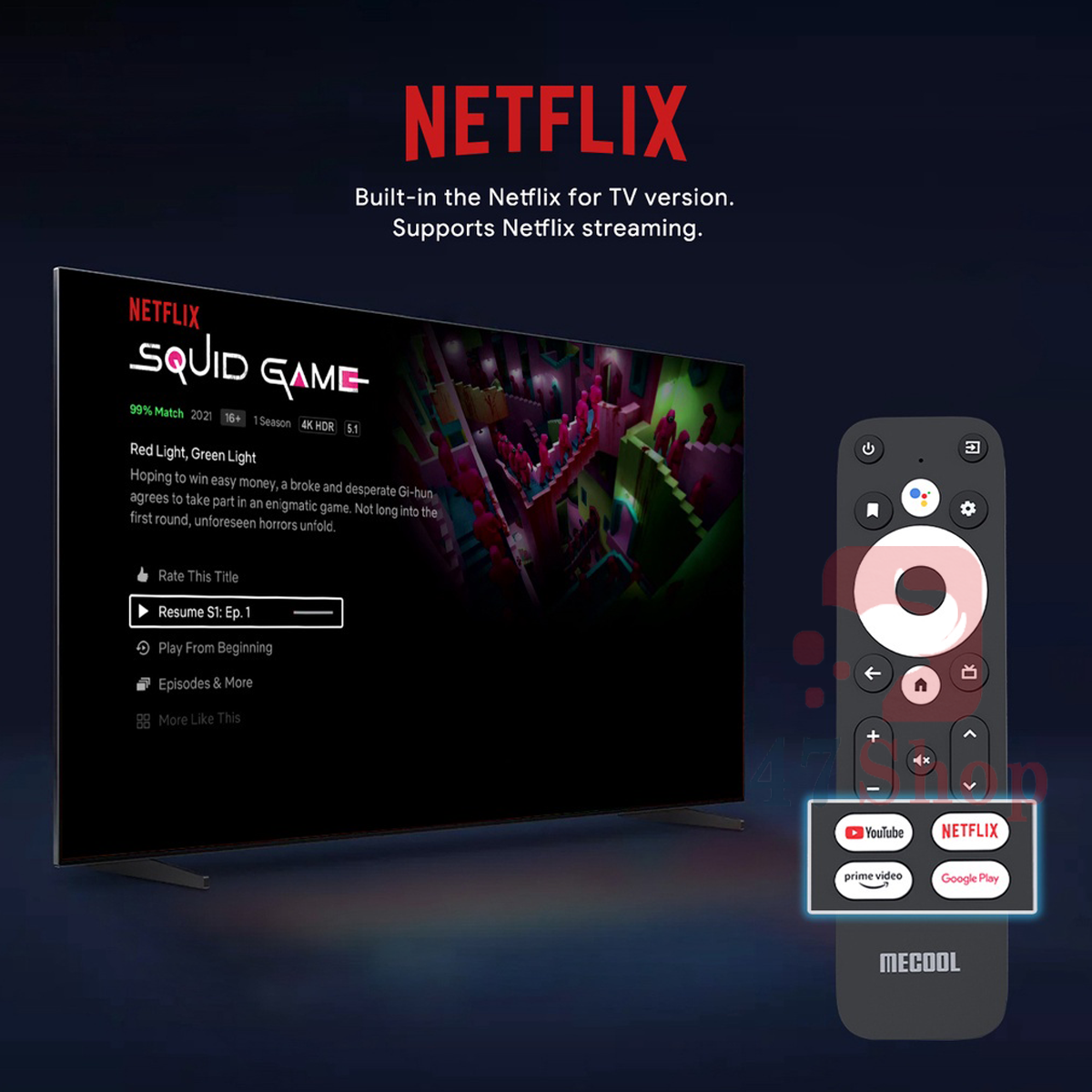 Android TV Box Mecool KM2 Plus - Netflix, AndroidTV 11 CE, Bộ nhớ trong 16GB