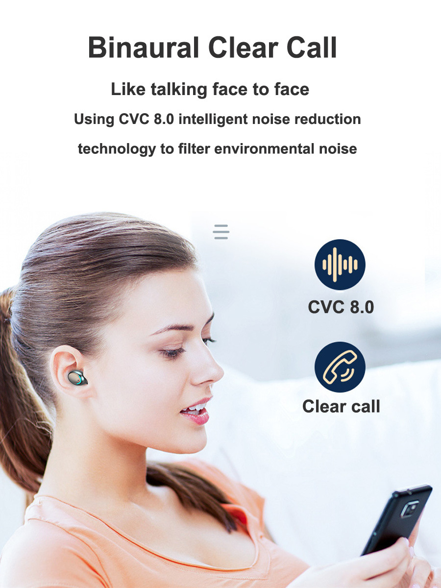 Tai nghe Bluetooth Không dây F9 Pro 5.0 TWS, Mẫu mới, Thiết kế cao cấp, Cảm ứng Vân tay, HIển thị Pin, Chống nước, pin trâu sạc nhanh chống nước