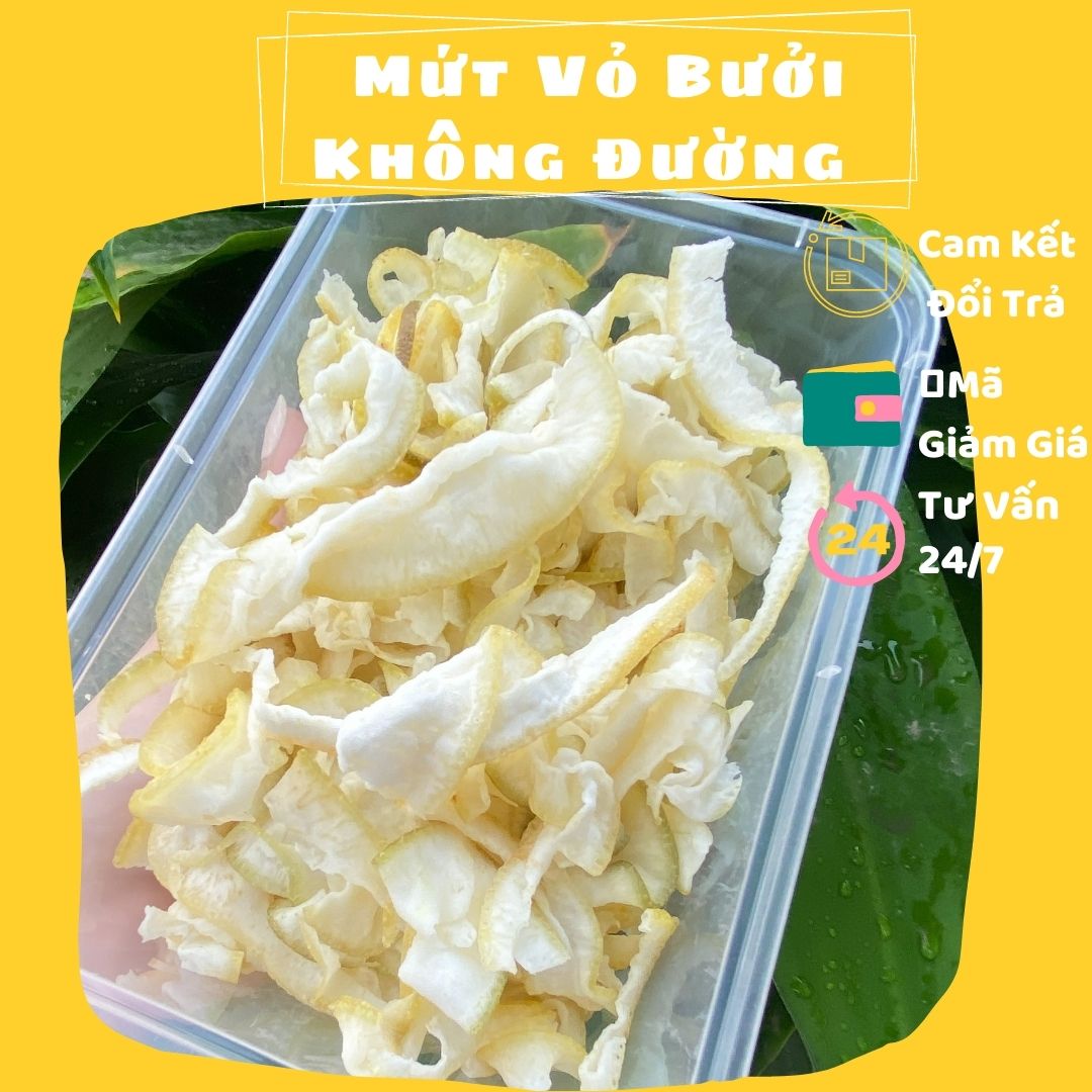 Mứt vỏ bưởi sấy dẻo không đường - vỏ bưởi trắng 250g - shop mẹ bắp
