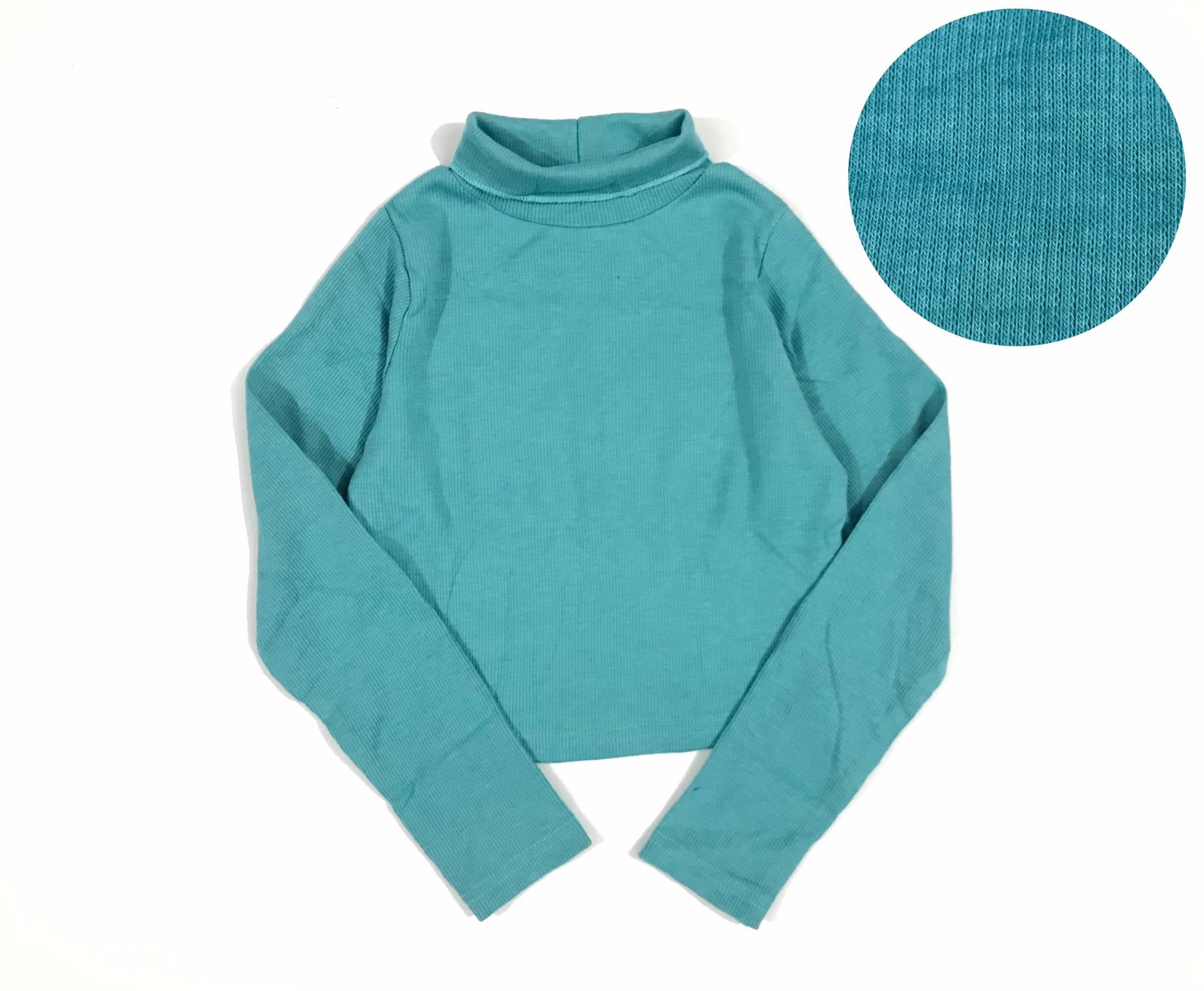 Áo croptop dài tay cổ lọ cao cấp cho bé gái 8-28kg