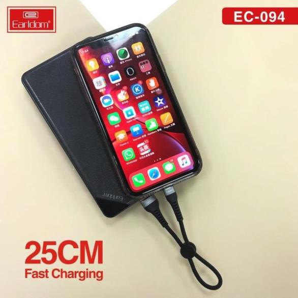 [HCM]Cáp sạc ngắn 25cm Earldom (iphone type C Micro Usb) chính hãng