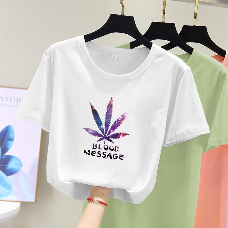 Áo thun nữ form rộng hàn quốc in hình BLOOD MESSAGE dễ thương vải dày mịn mát