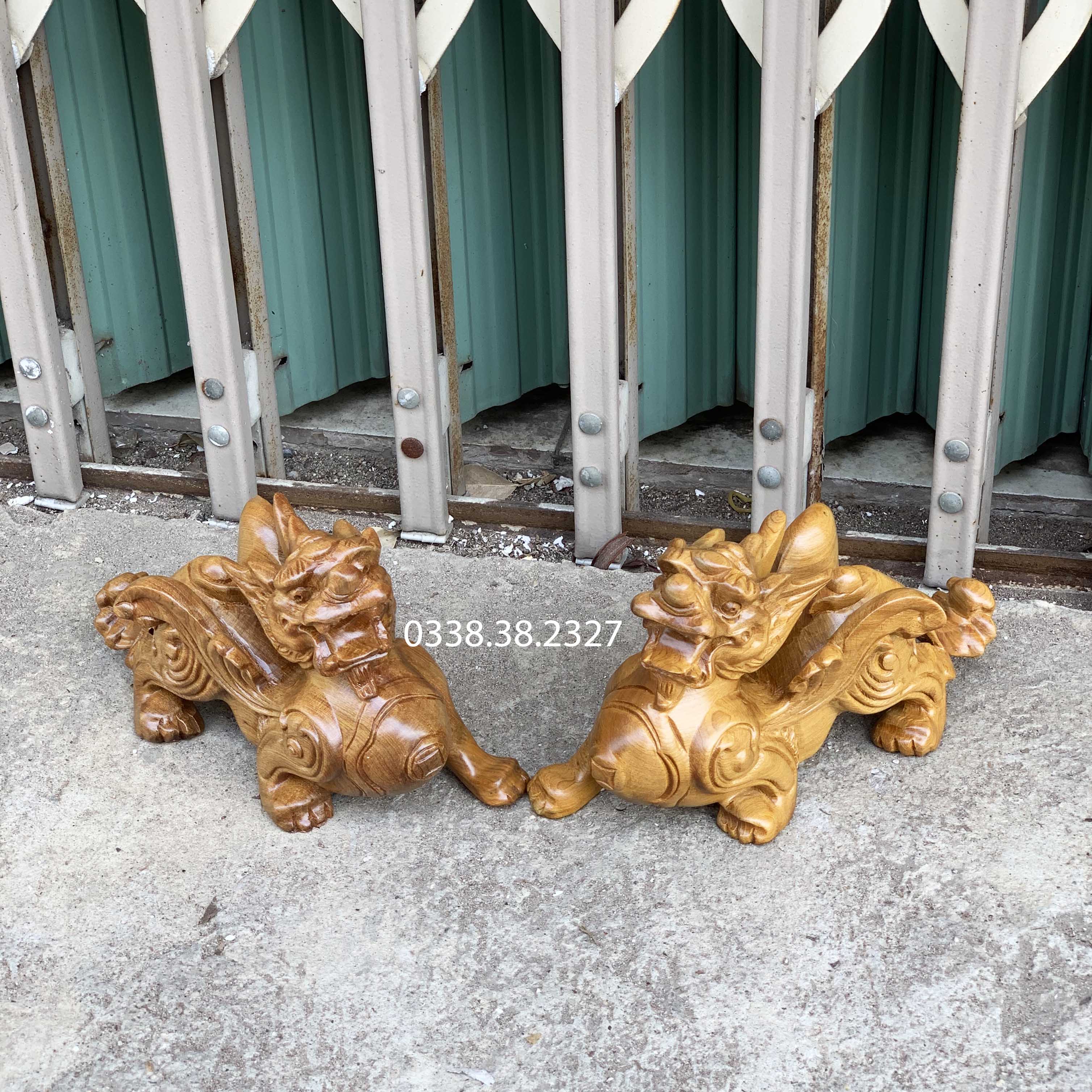 Cặp tỳ hưu kích thước (20-12-8) chất liệu gỗ bách xanh