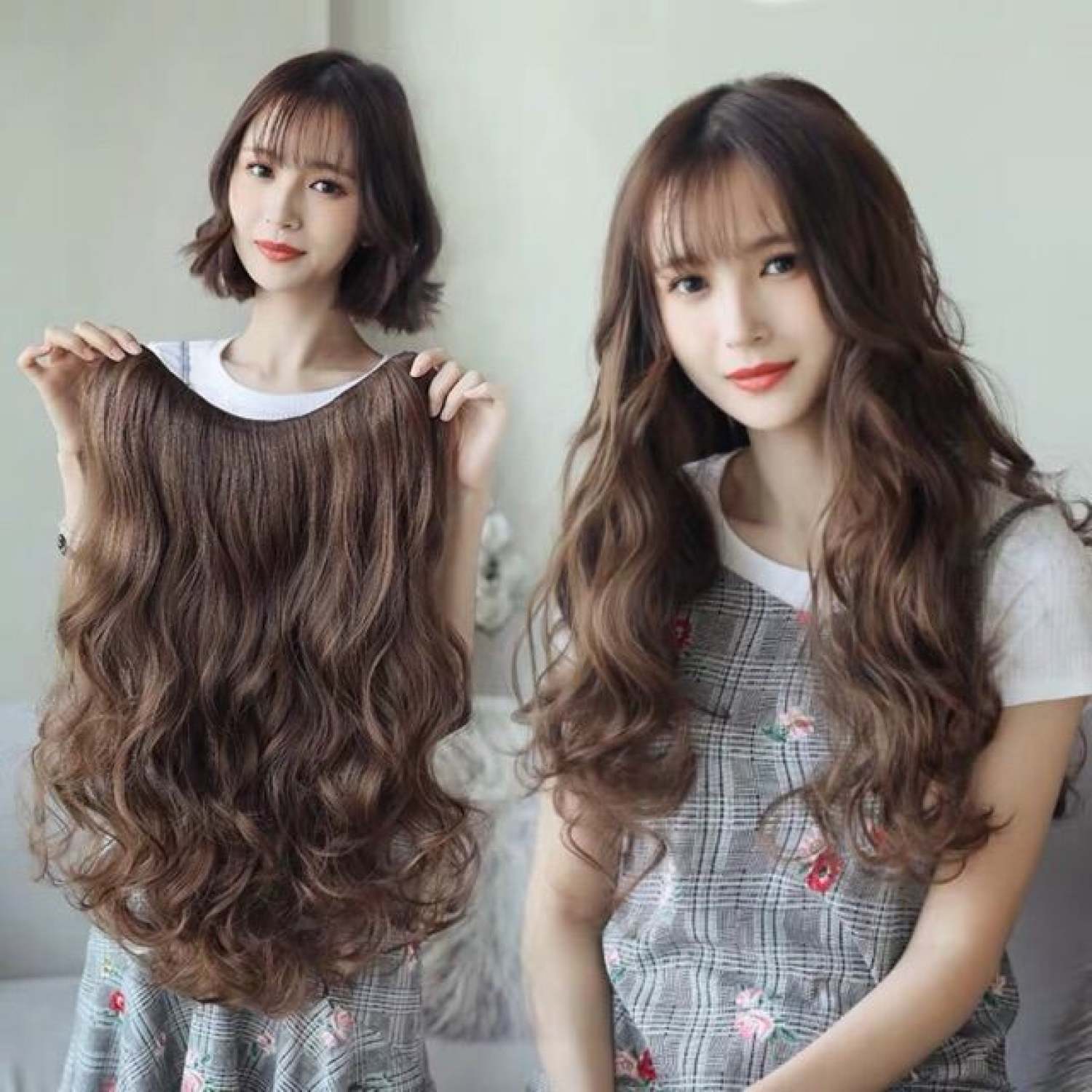 Tóc kẹp 6 phím hqs xoăn 60cm