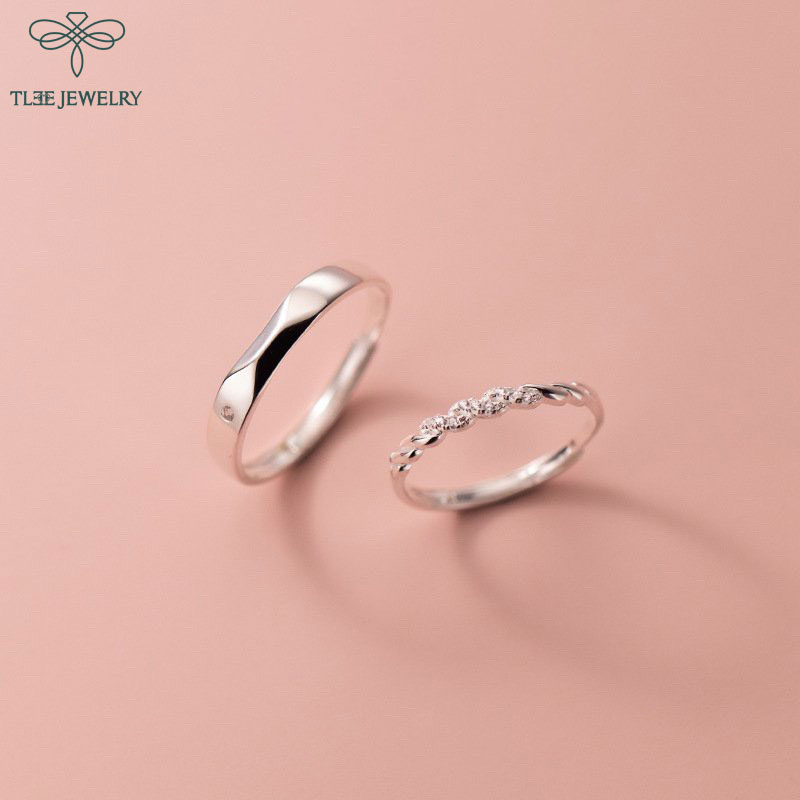 Nhẫn đôi bạc TLEE mẫu đeo đôi mẫu Twisted TleeJewelry ND0104