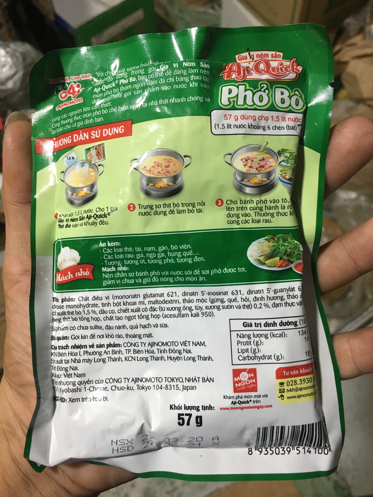 Gia vị nêm sẵn Phở Bò Aji-Quick 57g