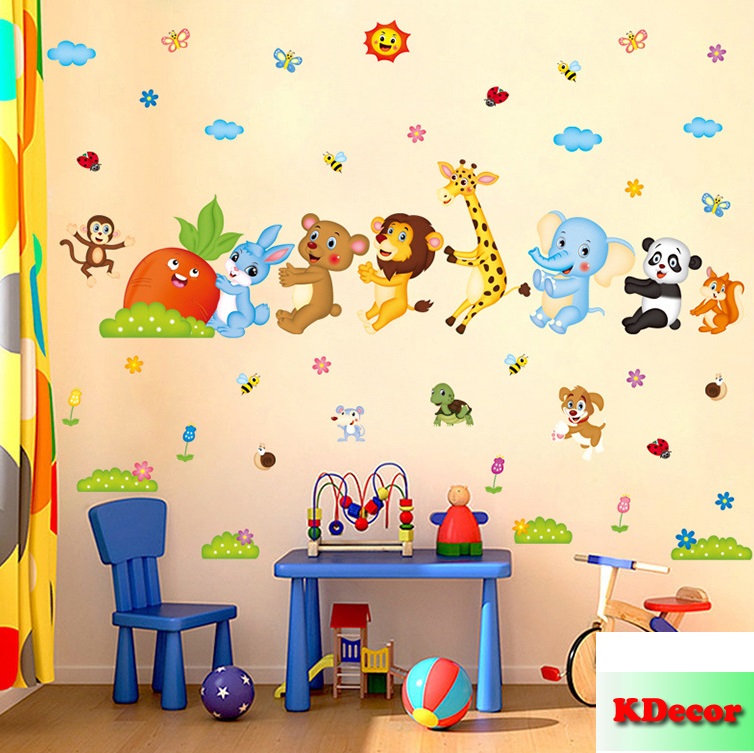 Decal dán tường Thú nhổ cà rốt