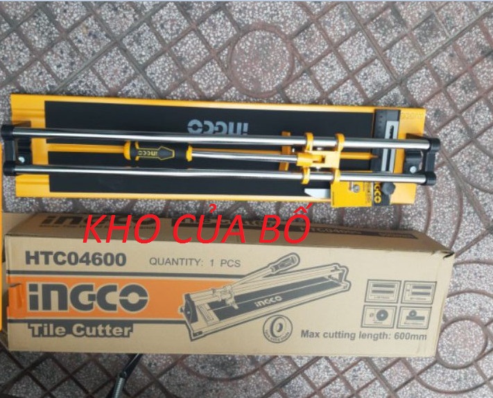 Bàn cắt gạch men INGCO HTC04600 Bàn cắt đẩy tay chiều dài cắt 600mm, kích thước bàn 815x195mm, kèm 2 đồng tiền cắt gạch