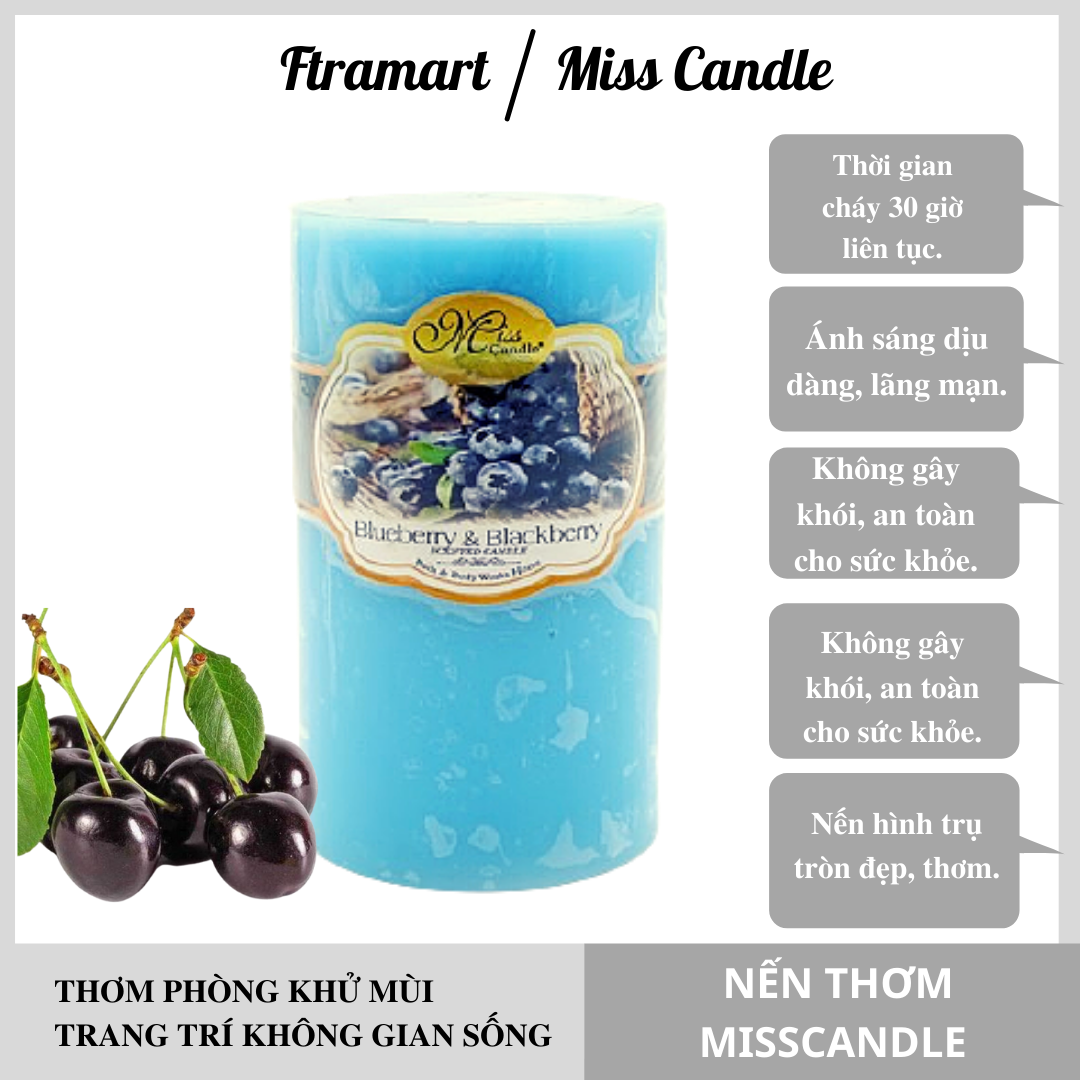 Scented Candle cylindrical round D5H8 Miss candle NQM0819 5x8 cm (blue, black Berry)