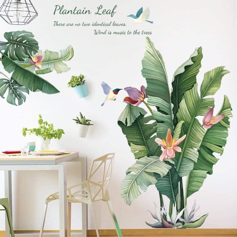 Decal dán tường trang trí phòng khách cây chuối