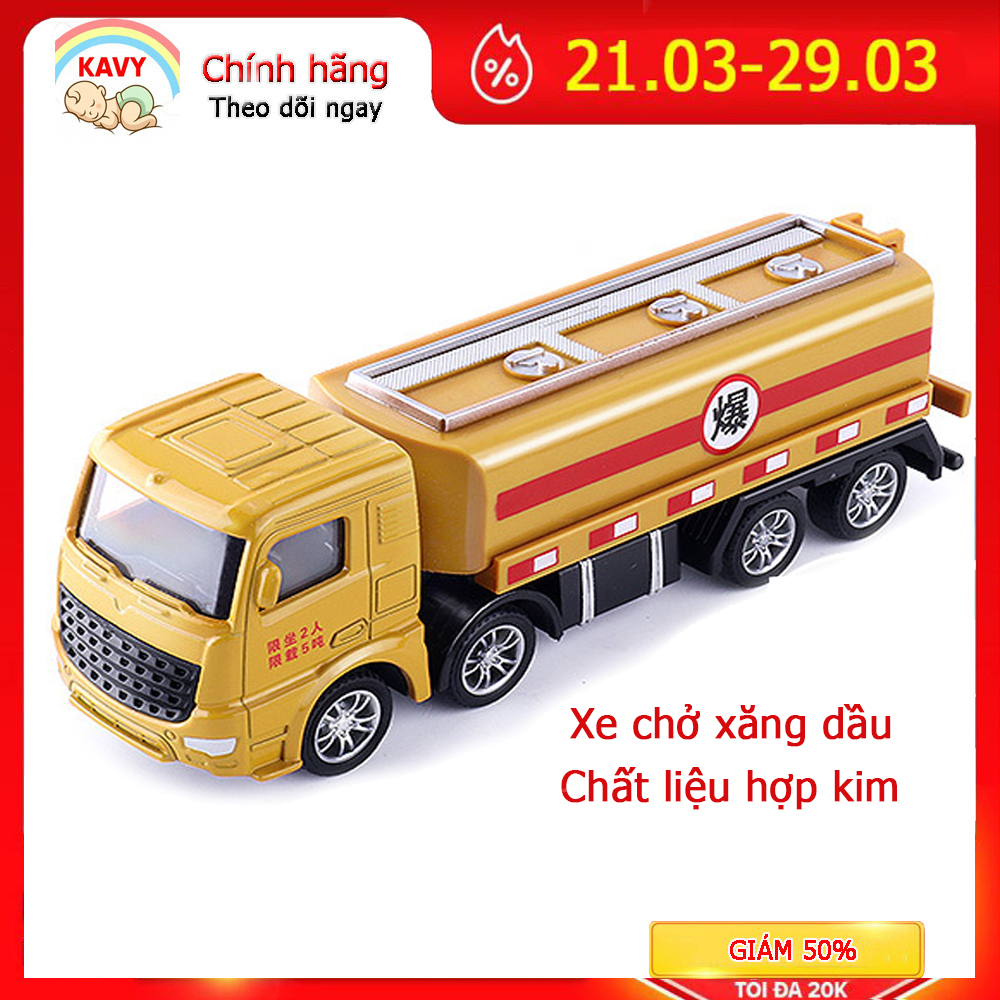 Xe đồ chơi mô hình xe chở dầu hợp kim sắt và nhựa an toàn, chi tiết sắc sảo kích thích giác quan của trẻ - KAVY