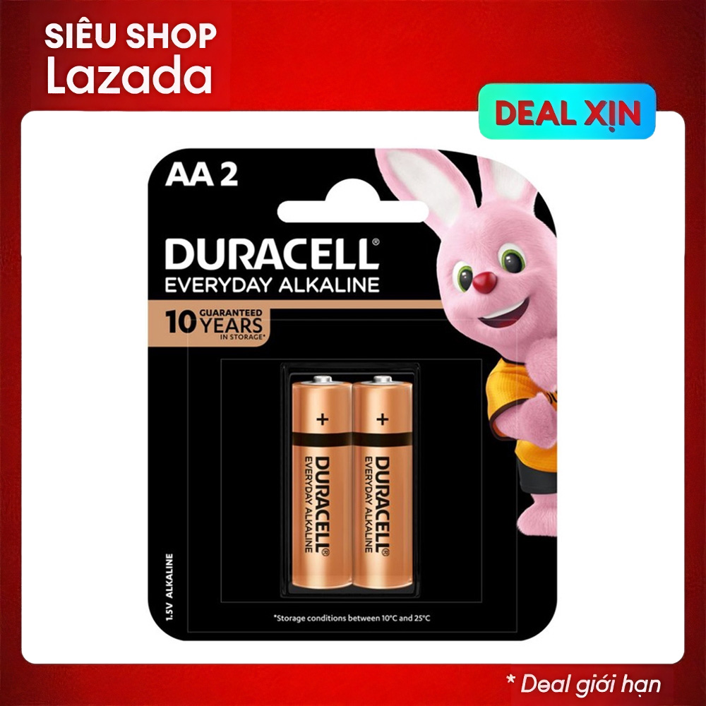 Vỉ 2 viên pin tiểu AA Duracell Alkaline - Pin không sạc, kiềm chống chảy