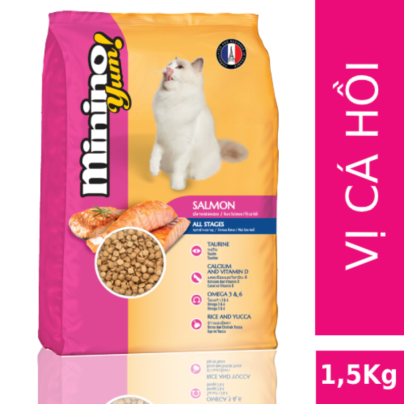 [Mới] Thức ăn cho mèo Minino Yum Salmon 1.5kg