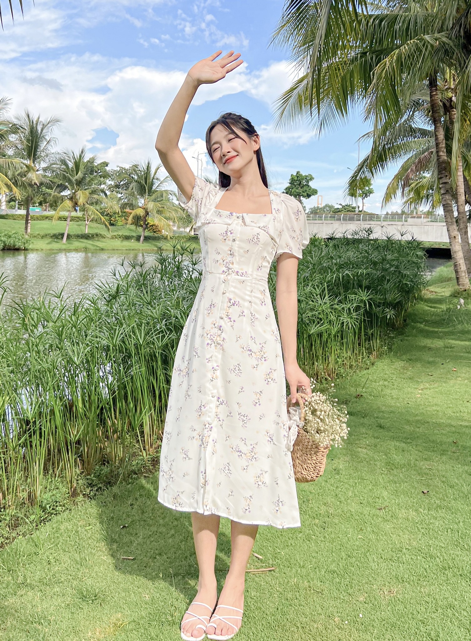 Đầm TALY- Đầm hoa dài dây chéo lưng