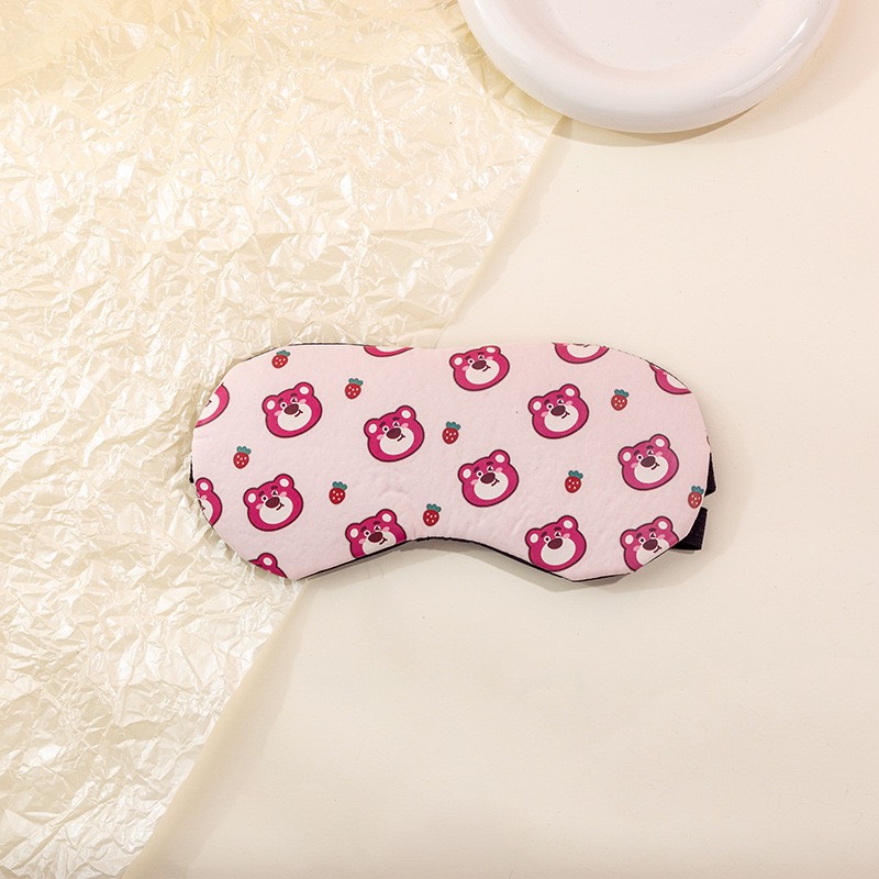 Bịt mắt ngủ họa tiết Gấu Dâu Losto dễ thương cute kèm Gel Massage - Đồ bịt mắt khi ngủ có gel làm mát thư giãn, bịt mắt, bịt mắt massage, bịt mắt kèm gel , dụng cụ bịt mắt, phụ kiện du lịch , phụ kiện du lịch cho mắt