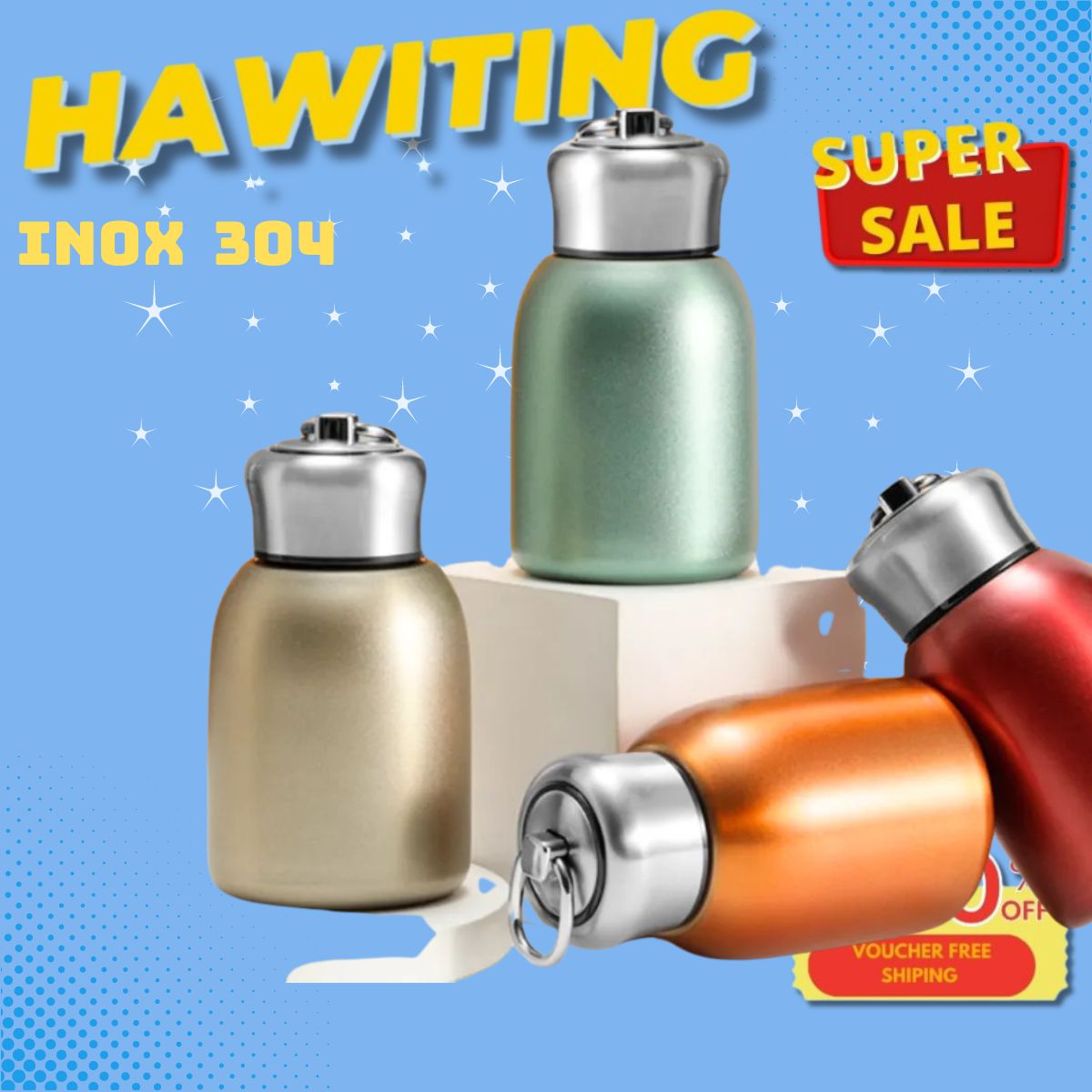 Bình nước giữ nhiệt mini 300ml Inox 304