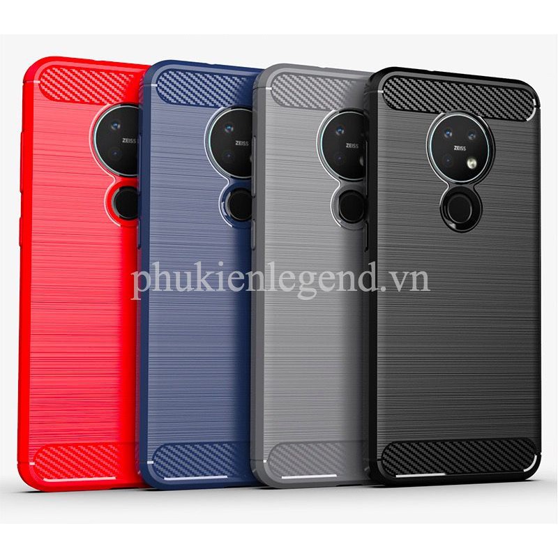 Ốp lưng chống sốc vân sợi carbon rugger armor dành cho nokia 7.2
