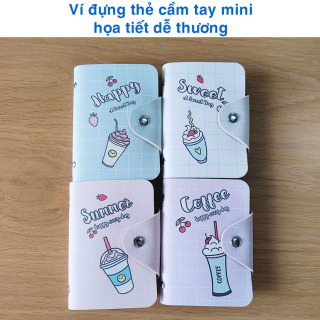 Ví đựng thẻ nữ mini nhiều ngăn bằng da PU, đựng tiền lẻ, thẻ atm ngân hàng name card phong cách Hàn Quốc họa tiết dễ thương thumbnail