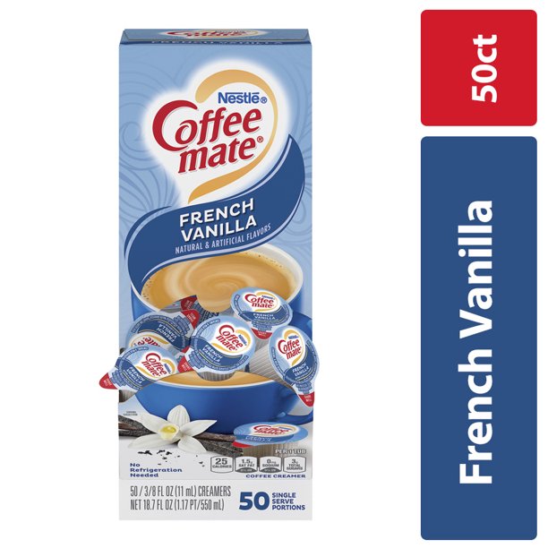 HỘP 50 HŨ NHỎ 11ml KEM SỮA LỎNG VỊ French Vanilla CÓ ĐƯỜNG Coffee