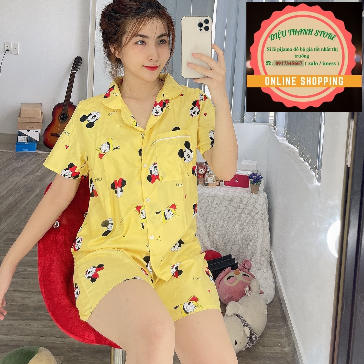 [100K 3 BỘ MICKEY ĐẸP] ĐỒ BỘ KATE NGẮN MICKEY form từ 49kg đến 60kg
