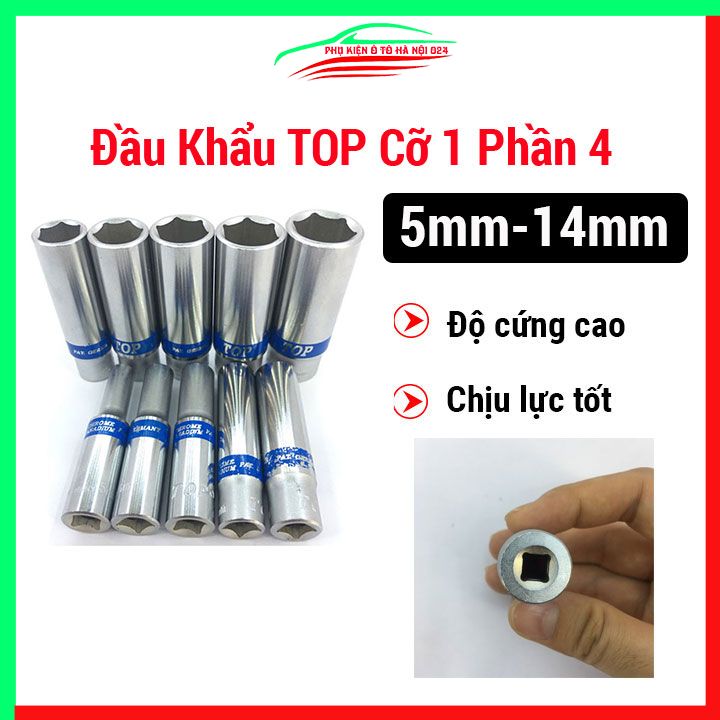 Đầu khẩu vặn ốc dùng tay cỡ 1 phần 4 TOP kích thước 5-14mm độ cứng cao