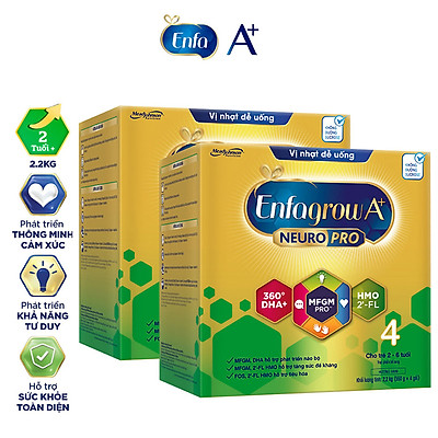 Bộ 2 hộp sữa bột enfagrow a+ neuropro 4 vị thanh mát – 2.2kg/hộp