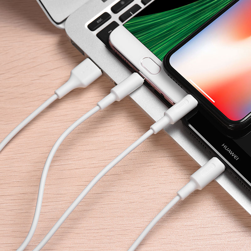 Cáp sạc 3 trong 1 Hoco X25- Cáp sạc 3 đầu Lightning-Micro USB-Type C