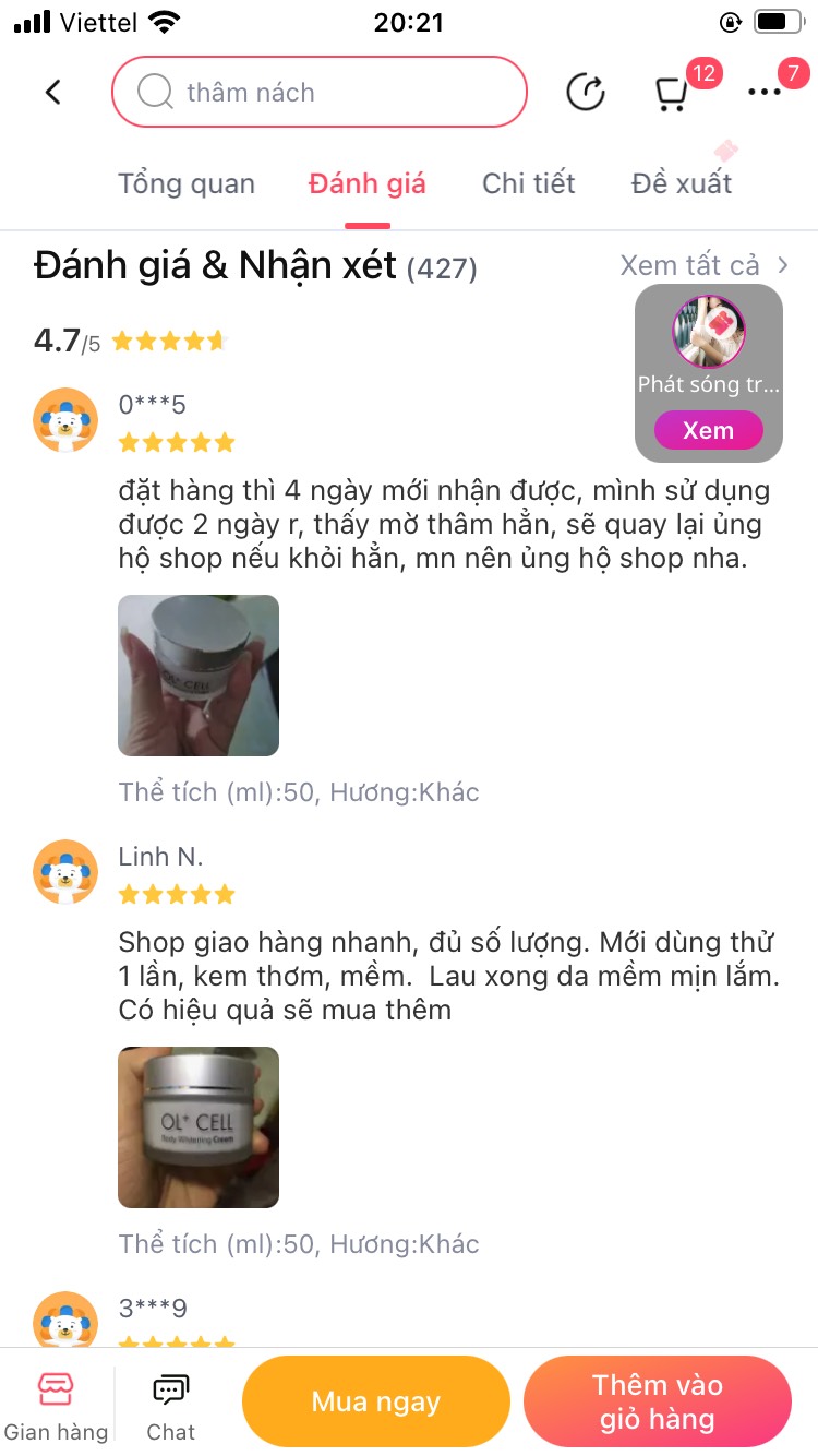 [HCM][ CHÍNH HÃNG ] Kem Trị Thâm Nách Thâm Môi Thâm Đầu Gối OL-CELL